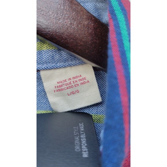 Levi's Mens Western Relaxed Fit Pearl Snap Long Sleeve Striped Shirt Size Large - Picture 6 of 10